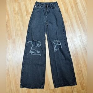 Bershka Size 0 Black ripped jeans